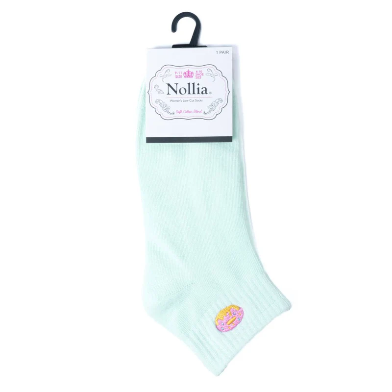 Low Cut Donut Embroidery Ribbed Socks
