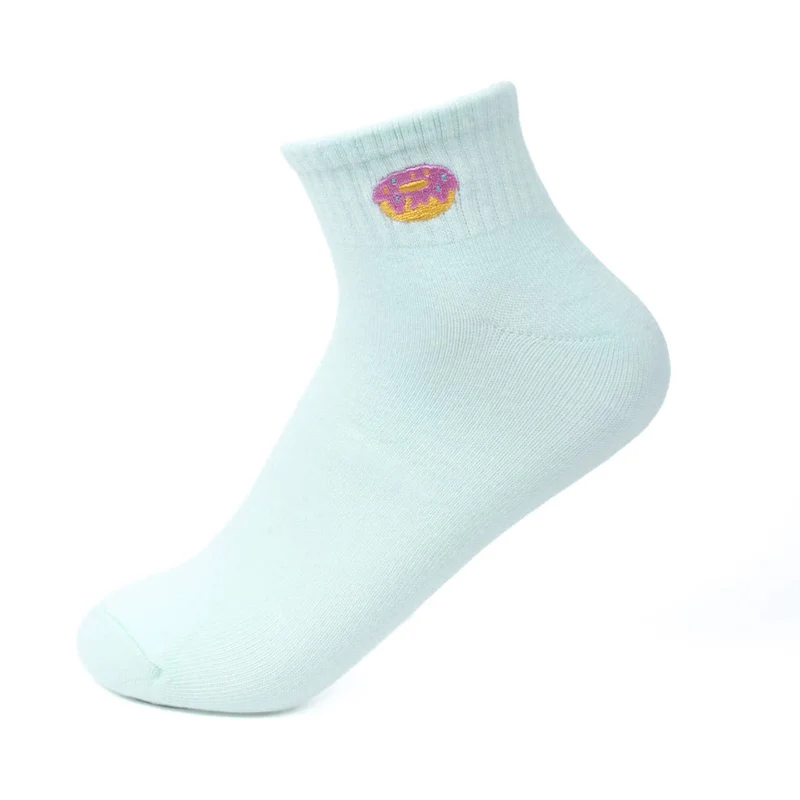 Low Cut Donut Embroidery Ribbed Socks
