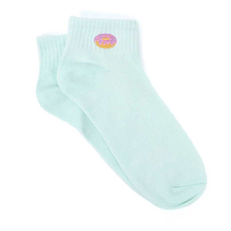 Low Cut Donut Embroidery Ribbed Socks