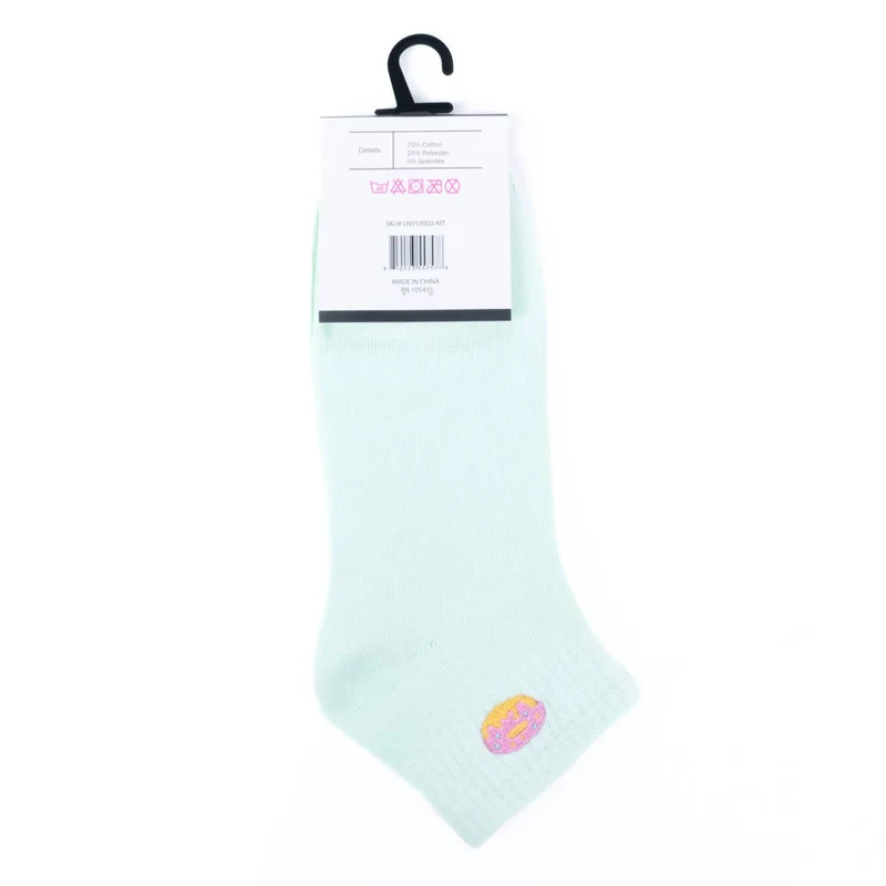 Low Cut Donut Embroidery Ribbed Socks