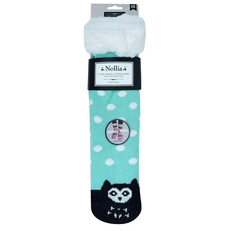 Owl Plush Fleece Lined Sherpa Slipper Socks (Child/Adult)