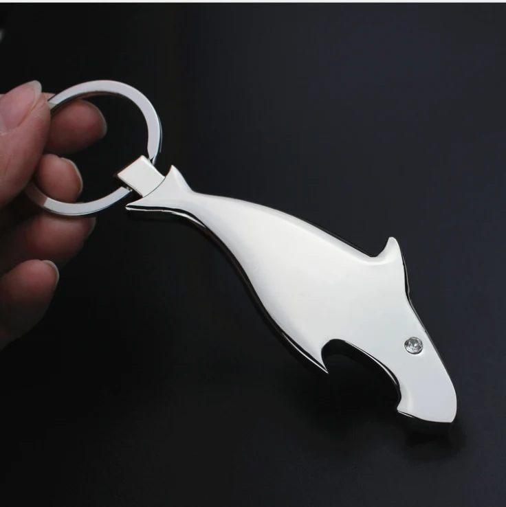 Diamond Shark Bottle Opener Personalized Customization Function Keychain Small Gift Men's Customizable Logo