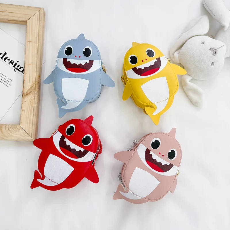 Baby Snack Bag New Cute Cartoon Shoulder Bag Little Shark Messenger Bag Simple Change Packet