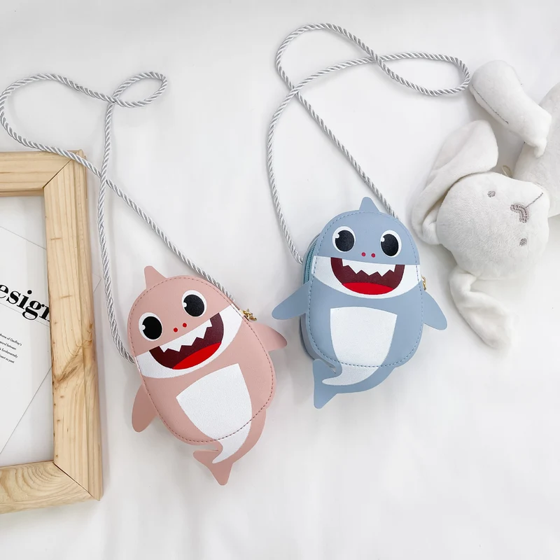 Baby Snack Bag New Cute Cartoon Shoulder Bag Little Shark Messenger Bag Simple Change Packet