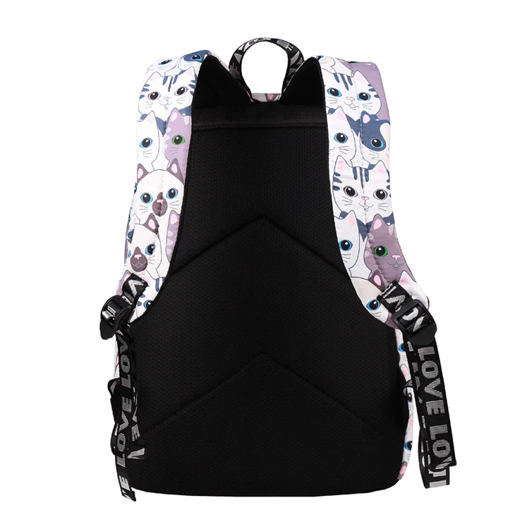 Cartoon Big Head Cat Print Backpack