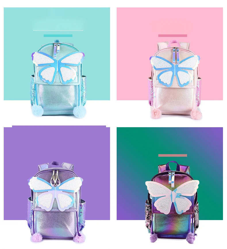 Sequined Butterfly School Backpack
