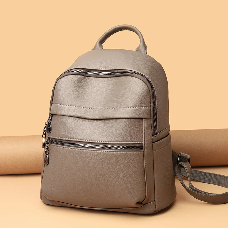 Simple PU Leather Travel Backpack