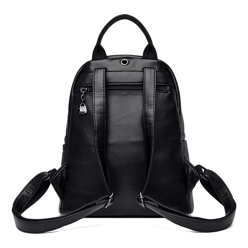 Simple PU Leather Travel Backpack