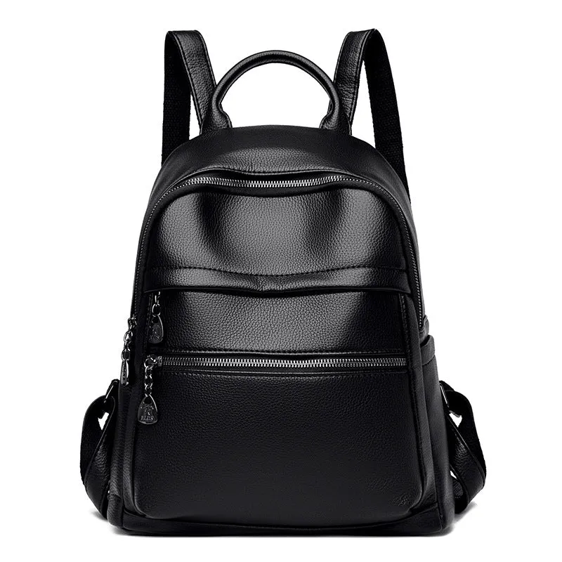 Simple PU Leather Travel Backpack