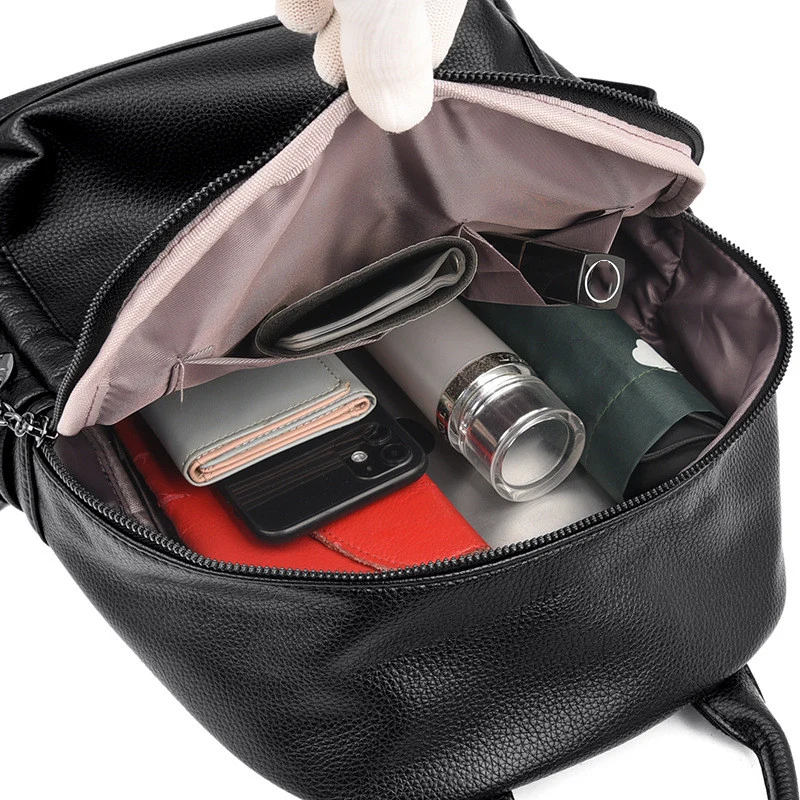 Simple PU Leather Travel Backpack