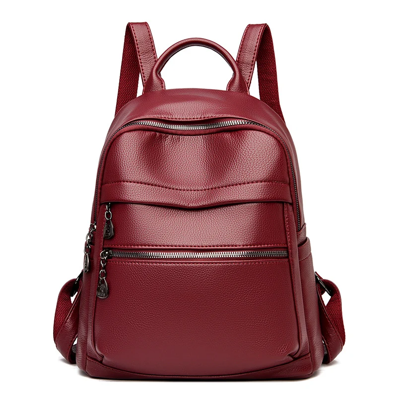 Simple PU Leather Travel Backpack