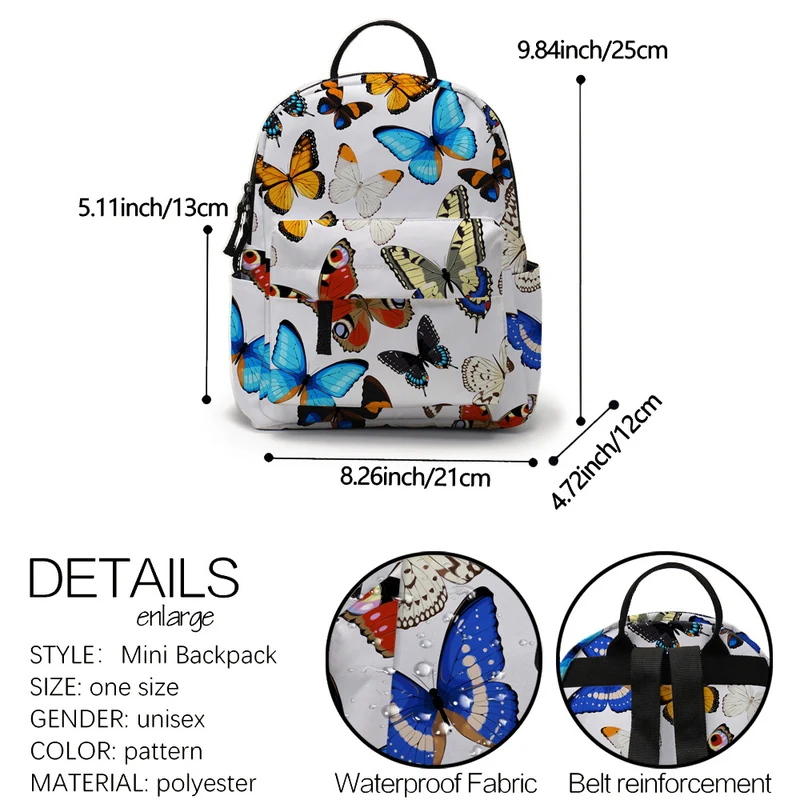 Butterfly HD Print Backpack
