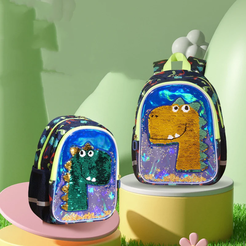 Kindergarten Schoolbag Glitter Dinosaur Backpack