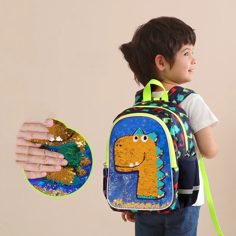 Kindergarten Schoolbag Glitter Dinosaur Backpack