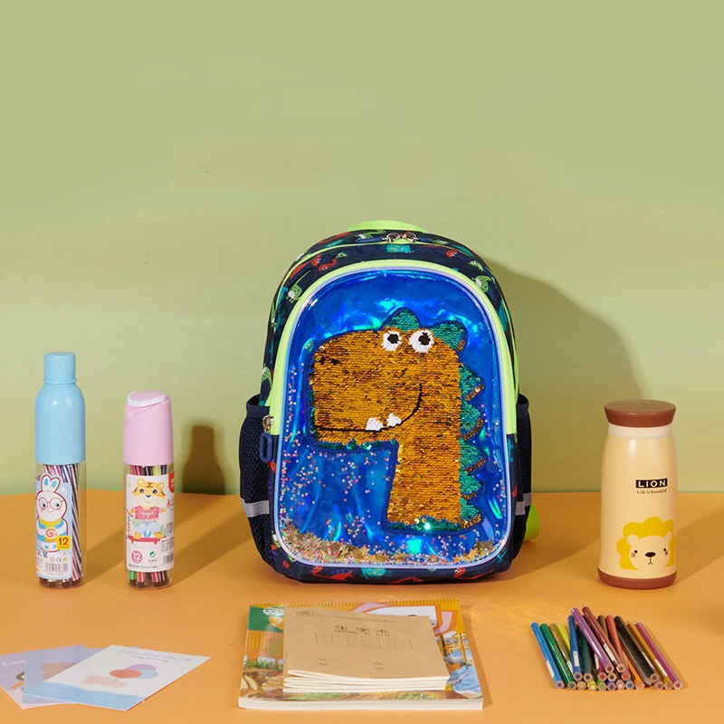 Kindergarten Schoolbag Glitter Dinosaur Backpack