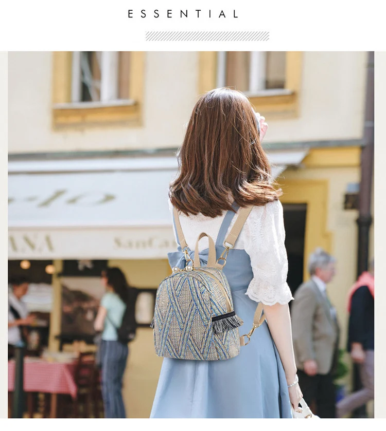Straw Mini Travel Leisure Woven Backpack