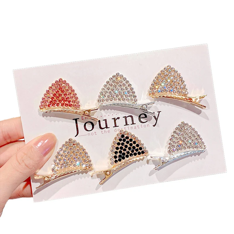 Sweet Women Rhinestone Hairpin Cute Cats