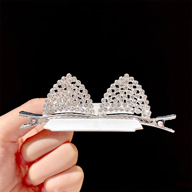 Sweet Women Rhinestone Hairpin Cute Cats