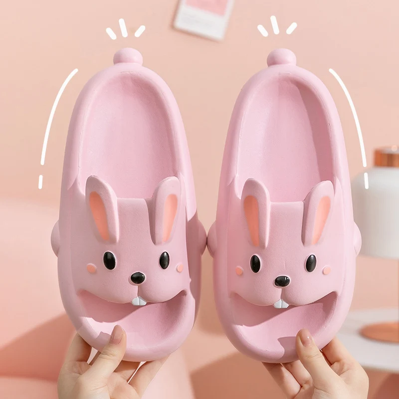 Cute Rabbit Slippers For Kids Women Summer Home Shoes Bathroom Slippers