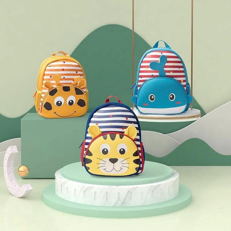 Cartoon Animal Striped Kindergarten Backpacks