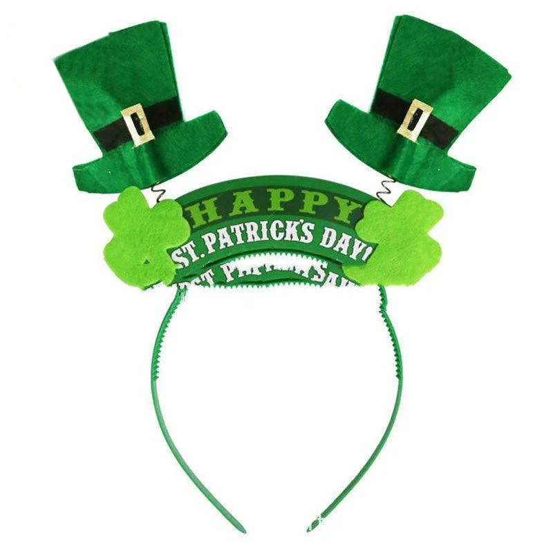 Irish Section Head Buckle Green Shamrock Bow Foam Headband