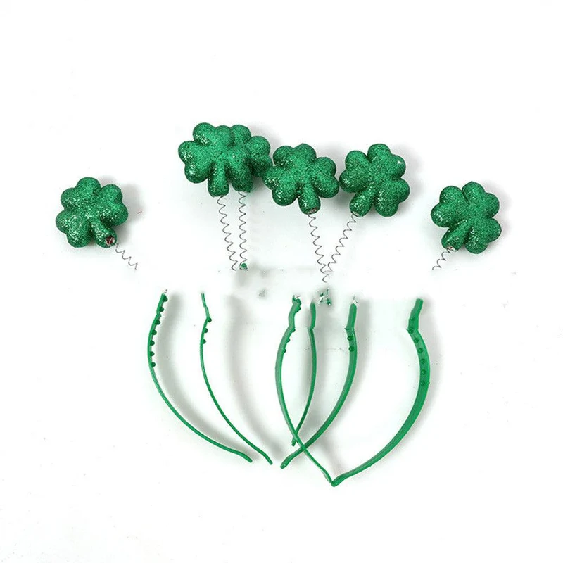 Irish Section Head Buckle Green Shamrock Bow Foam Headband