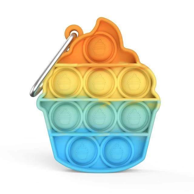 Fun Shape Bubble Pop Fidget Keychains
