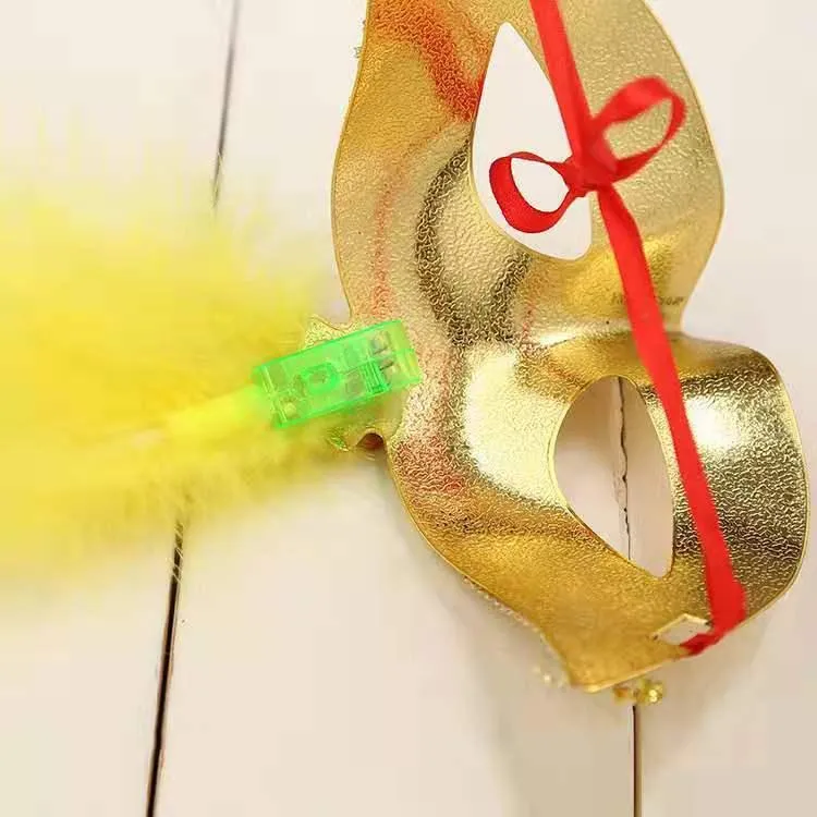 Glowing Fiber Optic Feather Masquerade Masks