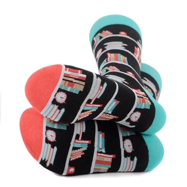 Book Shelves Stack of Books Novelty Socks