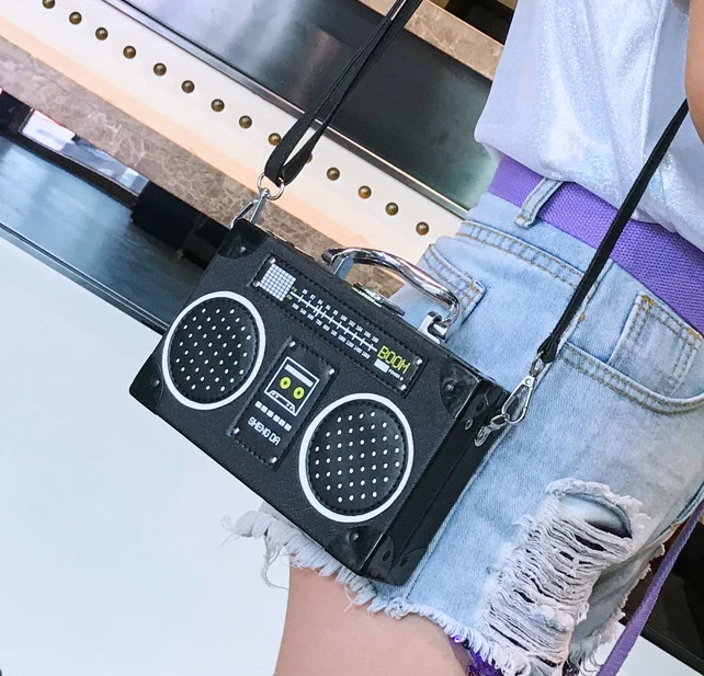 Retro Sequined Boom Box Handbag