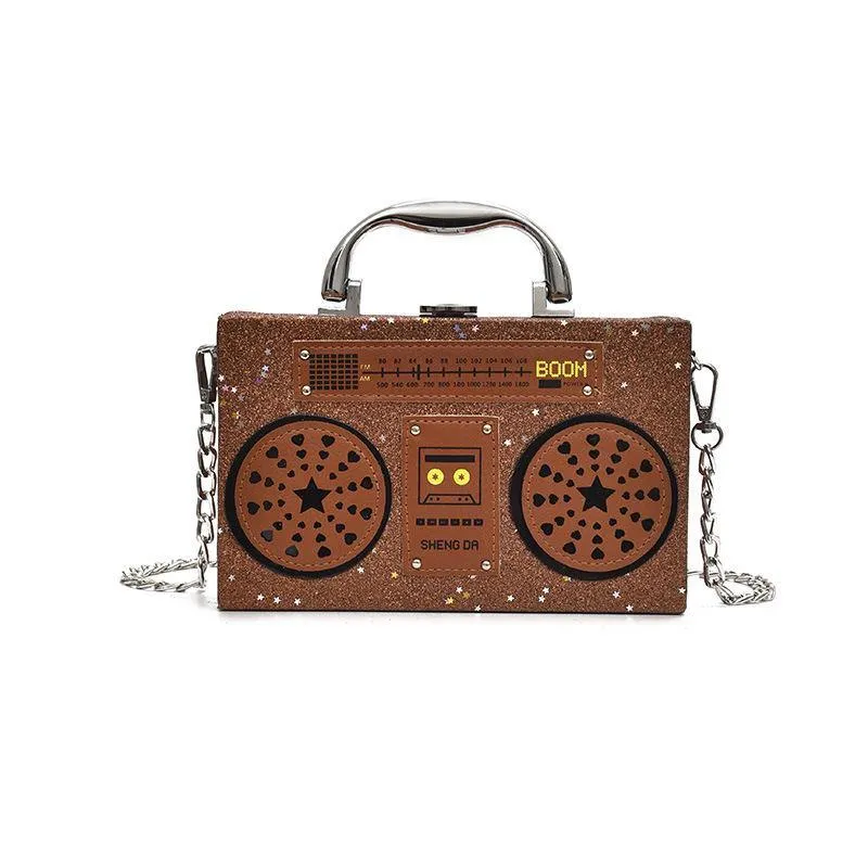 Retro Sequined Boom Box Handbag