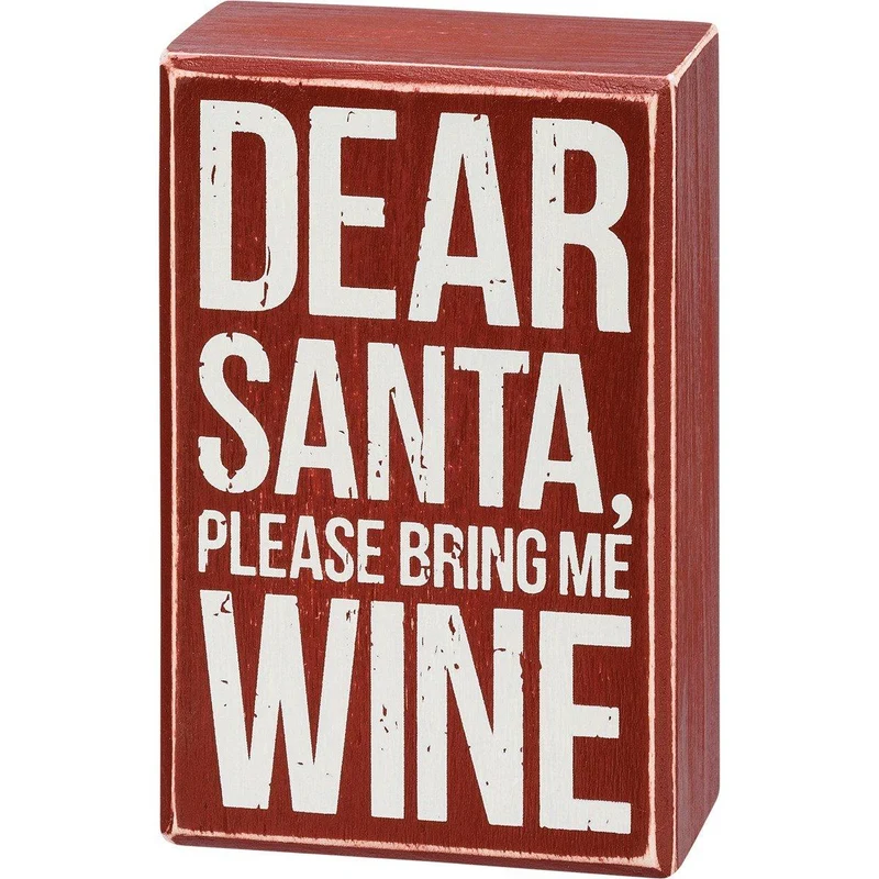 Santa Please Bring Me Wine - Box Sign & Sock Set