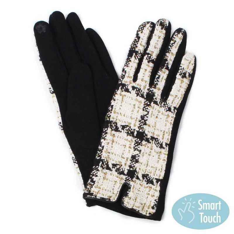 Gold Metallic Tweed Plaid Winter Accessories