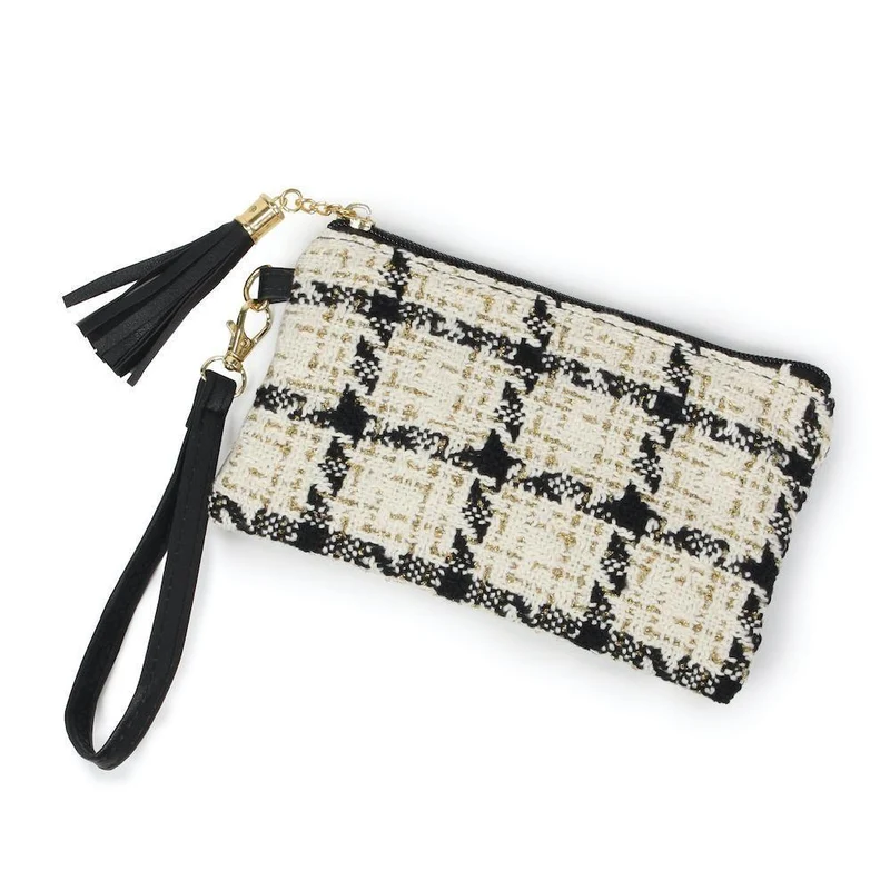 Gold Metallic Tweed Plaid Winter Accessories