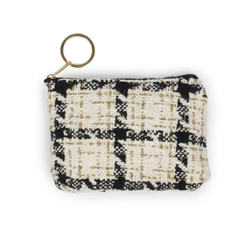 Gold Metallic Tweed Plaid Winter Accessories