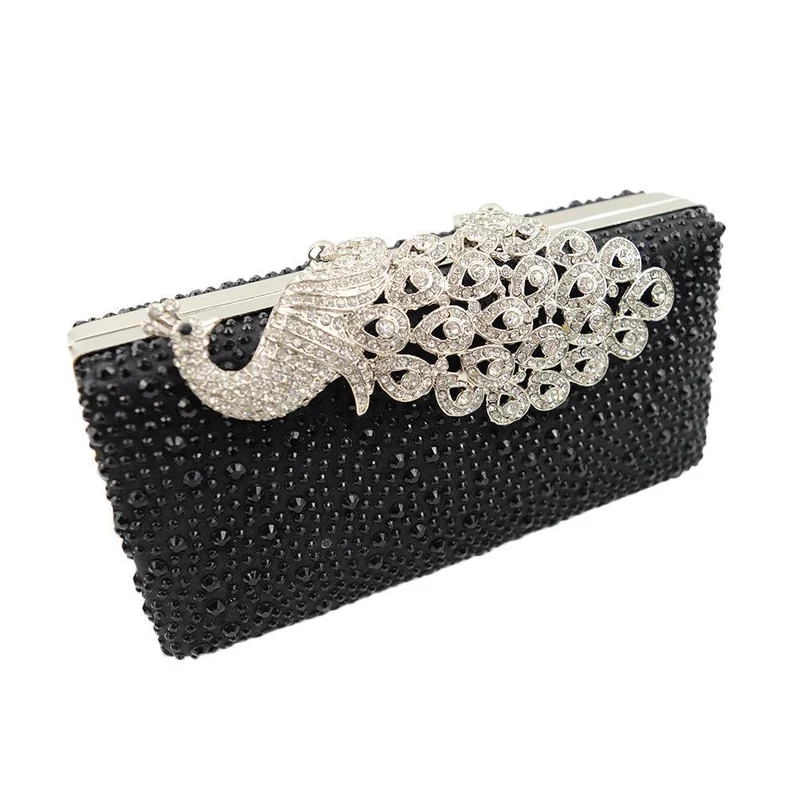 Peacock Rhinestone Studded Clutch Evening Bag
