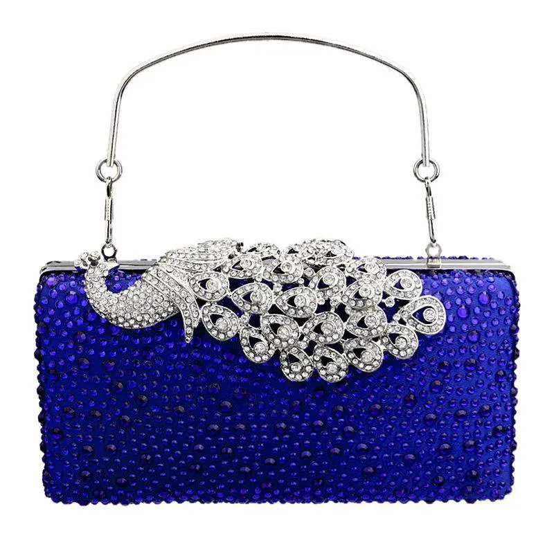 Peacock Rhinestone Studded Clutch Evening Bag