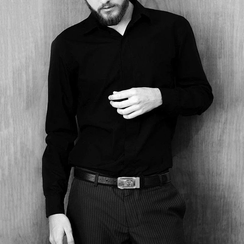 Men's Custom Photo (Black And White) Buckle Cow Leather Belt