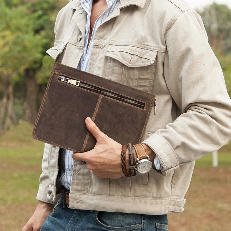 Leather Zipper Multifunctional Flat Leather Case