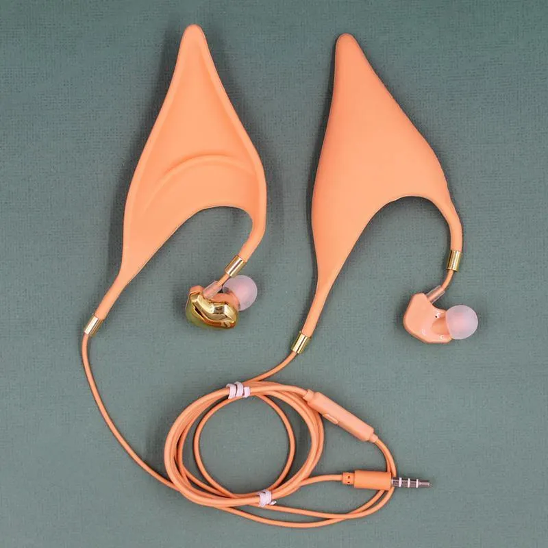 Cute Cartoon Earphone In Ear Headphones With Mic 3.5mm Wired Gaming Headset Cosplay Elf Ears Earphones Best Gift For Girls Kids