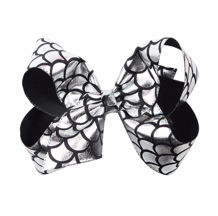 Mermaid fish scale hairpin PU fabric bow Child hair clip