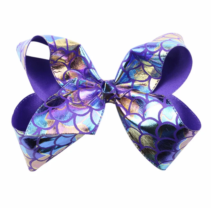 Mermaid fish scale hairpin PU fabric bow Child hair clip