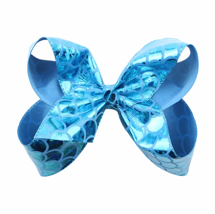 Mermaid fish scale hairpin PU fabric bow Child hair clip