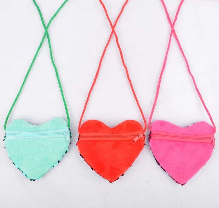 Sequined Heart Crossbody Coin Purses