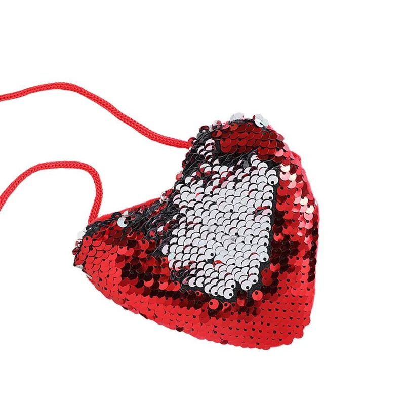 Sequined Heart Crossbody Coin Purses