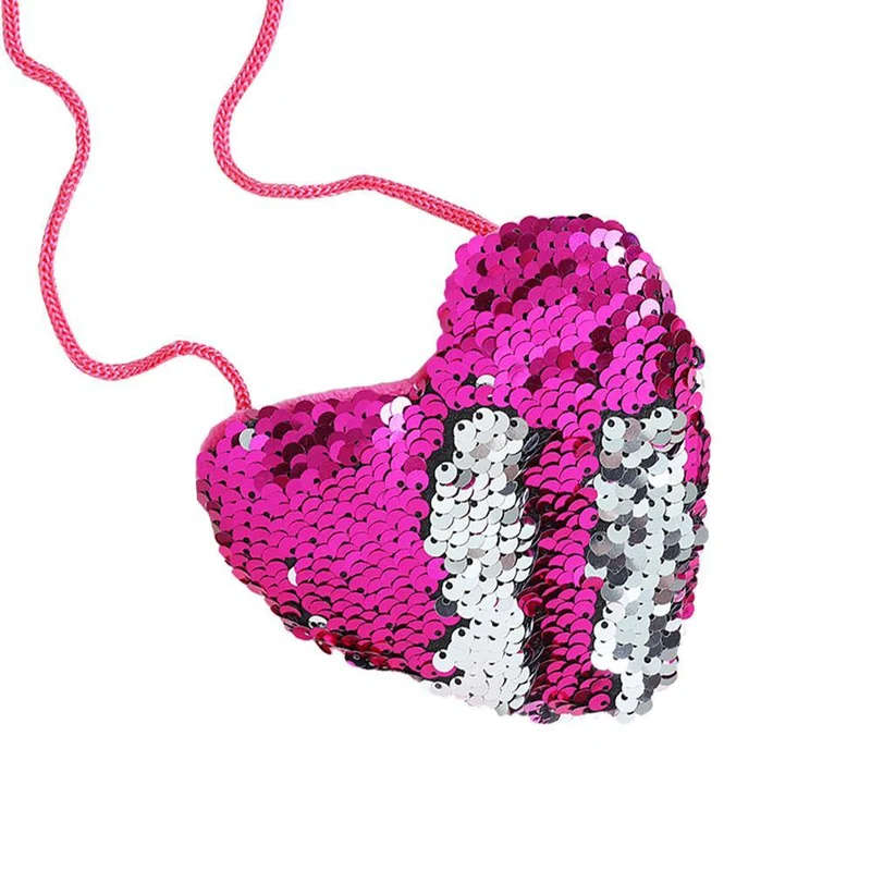 Sequined Heart Crossbody Coin Purses