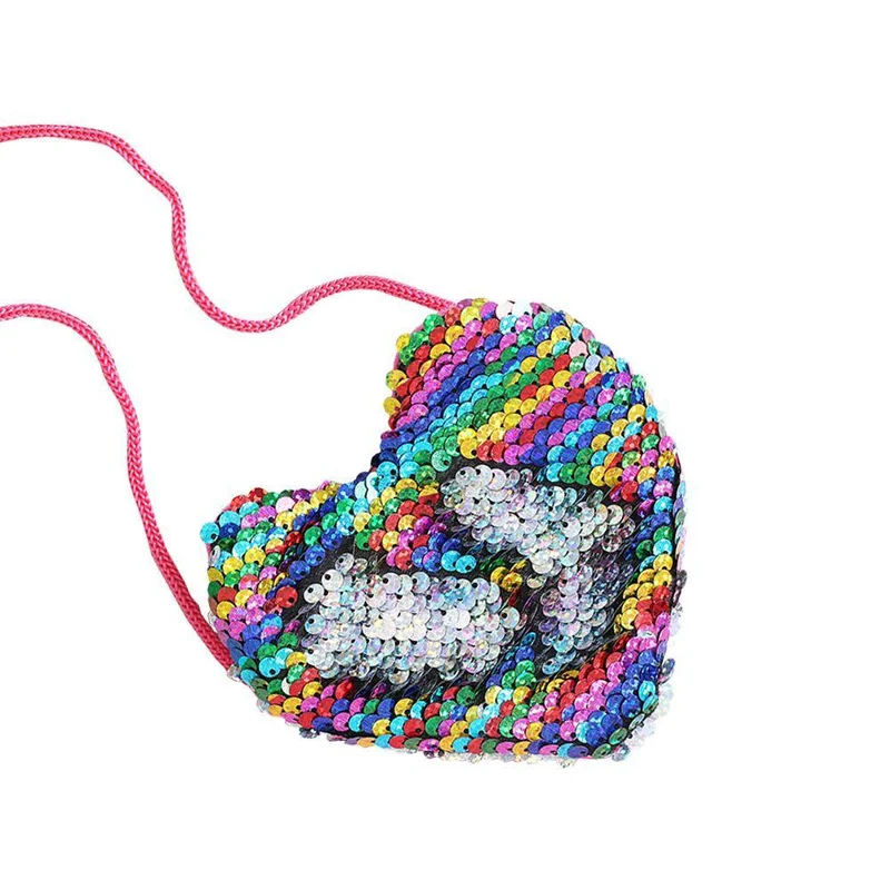 Sequined Heart Crossbody Coin Purses