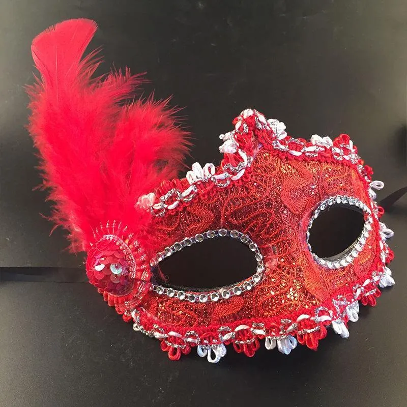 Lace Feather Masquerade Mask