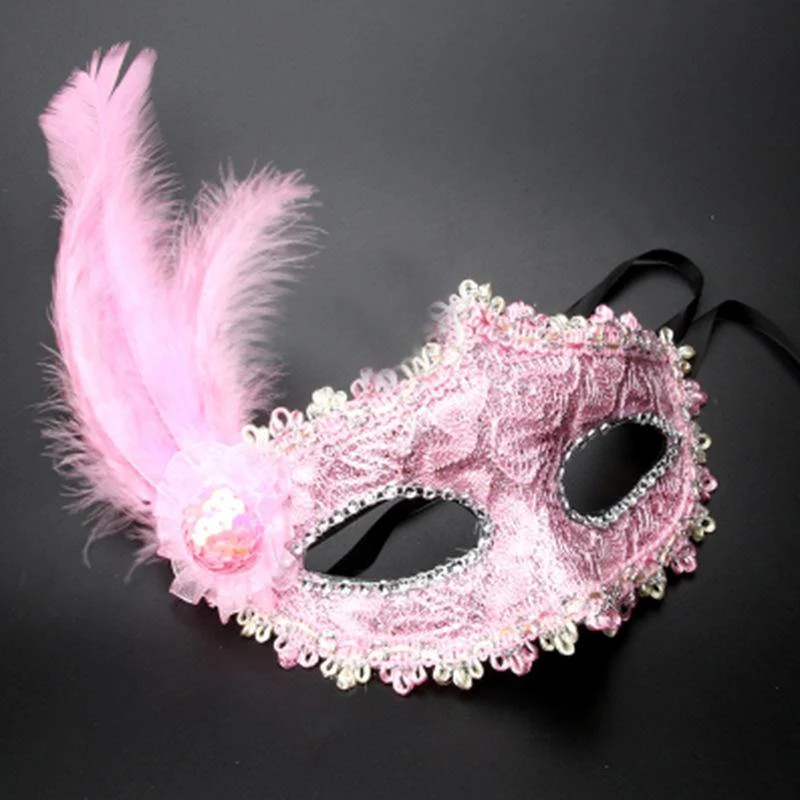 Lace Feather Masquerade Mask