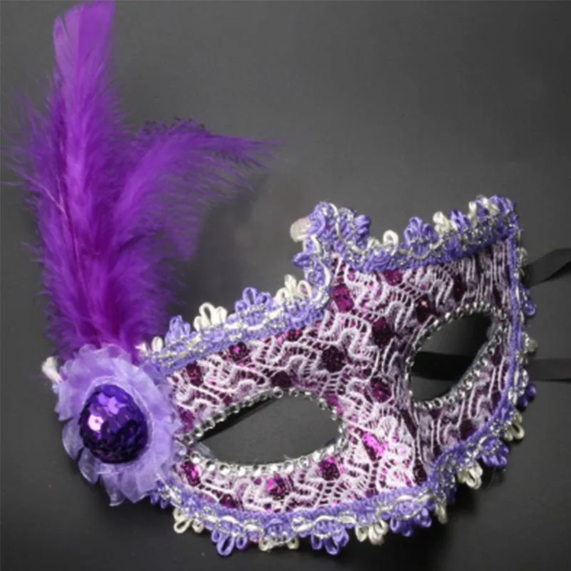 Lace Feather Masquerade Mask